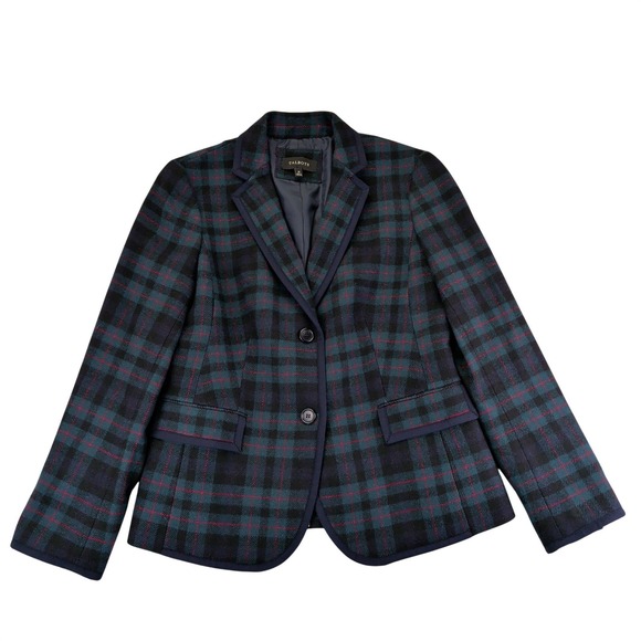 Talbots Jackets & Blazers - Talbots Womens 10 Tartan Plaid Blazer Jacket Navy Wool Blend Career Scottish